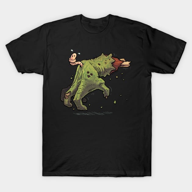 Runaway Zombie Hand and Cute worm. T-Shirt by JENNEX